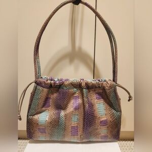 Vintage BOL-PERDIX 100% Python Snakeskin Shoulder Bag Multicolor Made in Spain